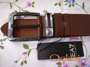 Novi muski kozni markirani kais Armani u braon boji Novo