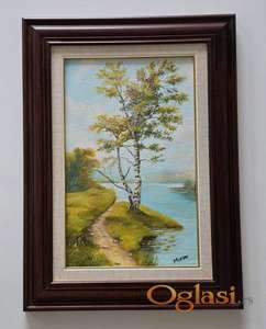 Ulje na platnu - Drvo pored reke, prelepa slika!