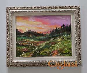 Ulje na platnu - Suton u prirodi, prelepa slika!