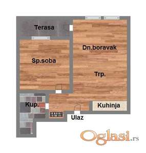 Dvosoban stan 45m2 u izgradnji-Trandzament