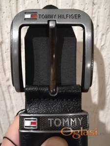 Novi muski kozni markirani kais Tommy Hilfiger u crnoj boji Novo