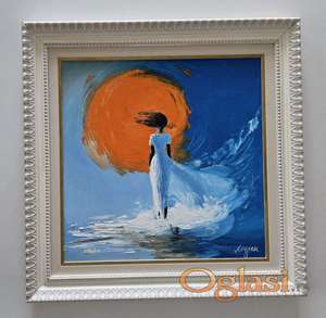 Ulje na platnu - Devojka, more i sunce