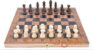 3 u 1 ručno izrađeni evropski šahovski set od drvenih figura