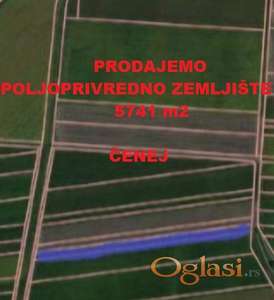 ČENEJ - 5741 m2 – Poljoprivredno zemljišete – 26000 Evra ID#2679
