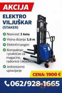 AKCIJA!!! ELEKTRO VILJUŠKAR 1T - 1,6m | STAKER | 1900 evra