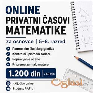 Online privatni časovi matematike za osnovce | 5–8. razred | Mala matura