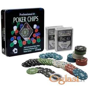 Professional Poker Chips Set - 100 Poker Chips + Cards