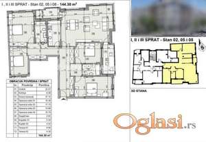 Centar-Fantastičan Petosoban stan 144 m2 u novogradnji na poželjnoj top lokaciji-povrat PDV-065/385 8880