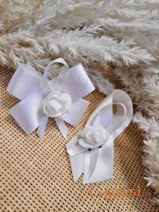 Cvetići za kićenje svatova bela ruža/bela traka