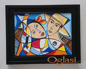 Slika - Udvaranje u boji, akril na platnu.