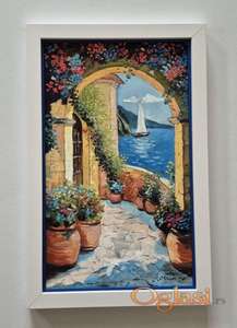 Ulje na lesonitu - Dan na mediteranu, prelepo!