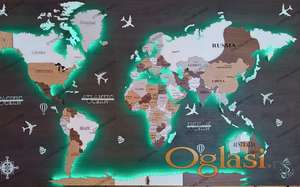Led mapa sveta 140x90 3D