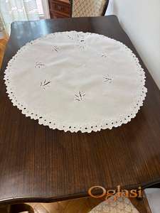 Šustikla, okrugla, beli vez, 79x73cm, prodaja Novi Sad