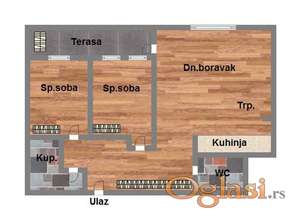 Trosoban stan 68m2 sa PDV-om na Telepu/ Pred useljenjem