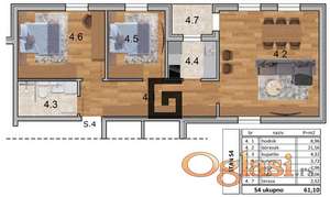 Novo-Surčin, 61.10m2, 2.5, p.mesto ID#2094