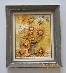Ulje na platnu - Vaza sa suncokretima, prelepo!