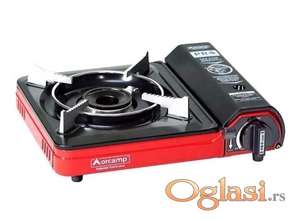 Prenosivi plinski reso za kamp, pecanje, kamione  Prenosivi kamp plinski rešo je idealan za: kampovanja, izlete, lov, ribolov, putovanja, upotrebu kod kuće.      U pvc koferu za transportovanje Duzina 36cm Sirina 28cm Visina 8cm  Model može raditi na male boce od 220gr Veoma lak za korišćenje i transport Za kamperski rešo se koriste  kartuše od 220g. . koje se mogu naci u raznim prodavnicama kod nas  ili na  benzinskim pumpama u inostranstvu.    Ukoliko zelite da porucite