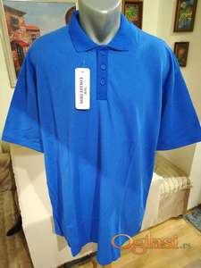 Nova muska pamucna majica sa kragnom Fashion 4XL Plava Novo