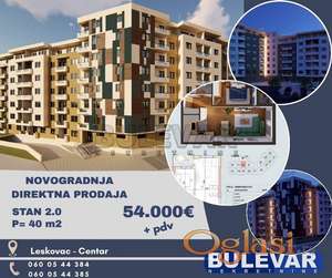 Novogradnja, direktna prodaja, širi centar, 40m2