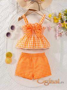 Komplet za devojcice Majica i sorc 9-12m NOVO