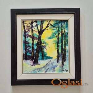 Ulje na platnu - Izlazak zimskog sunca, prelepo!