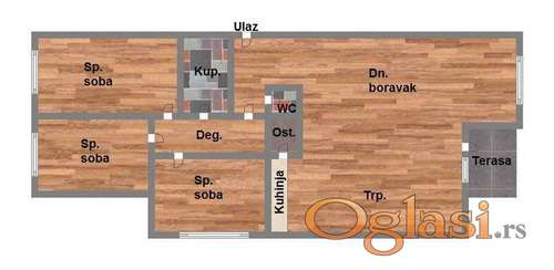 Troiposoban - 80m2 - Bulevar Patrijarha Pavla !