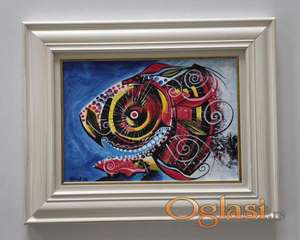 Riba u pokretu - akril na platnu