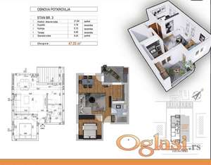 ADICE 47m2 DVOSOBAN, NOV, UKNJIŽEN