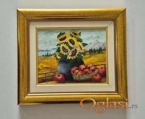 Ulje na platnu - Suncokreti i jabuke, prelepo!