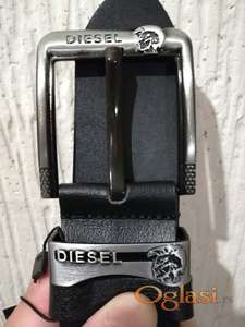 Novi muski kozni markirani kais Diesel u crnoj boji Novo