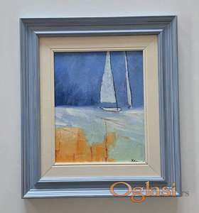 Ulje na platnu - Bele jedrilice