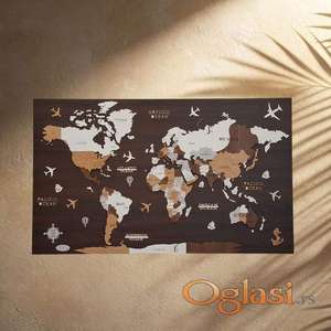 Mapa sveta 3D 140x90 sa podlogom