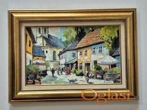 Ulje na lesonitu - U starom gradu, prelepa slika!