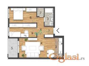 Novi Sad, Telep- Dvoiposoban stan  u izgradnji 62m2 