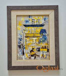 Ulje na kartonu - Grad muzike, prelepa slika!