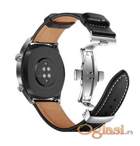 Kozni kais crni sa silver leptir kopcom 22mm Samsung,Huawei watch