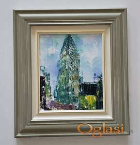 Ulje na platnu - Tramvaj i grad