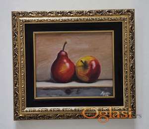 Ulje na platnu - Kruska i jabuka, prelepa slika!