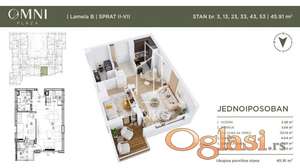Omni Plaza, Višnjička, jednoiposoban 46 m2, bez provizije ID#1014