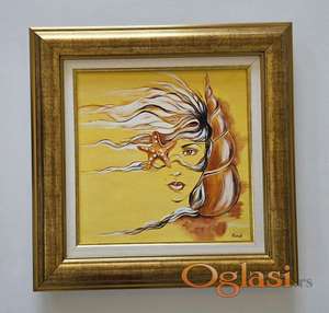 Devojka, zvezda i skoljka - akril na platnu