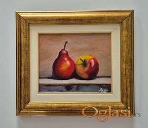 Ulje na platnu - Kruska i jabuka, prelepo!