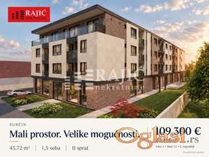 Surčin,lux,43,7m2,1.5-nov stan #4643