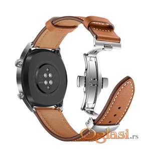 Kozni kais braon sa silver leptir kopcom 22mm Samsung,Huawei watch