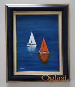 Ulje na platnu - Na plavom moru, prelepa slika!