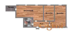 trosoban stan 52m2  telep izgradnja