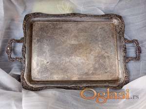 Vintidž veliki ukrasni posrebreni poslužavnik Wm. Rogers & Son 2092 1900-1940g. 56x41cm
