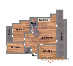 Podbara 92m2 troiposoban stan