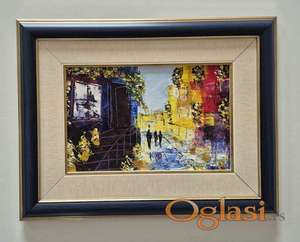 Ulje na platnu - Mala ulica cveca, prelepo!