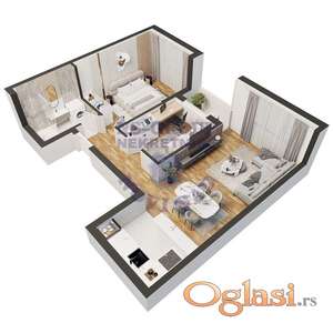 Trosoban, 53m2, Adice