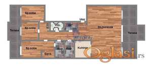 Jedan fantastičan stan! Zauzima celu drugu etažu.